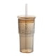 thumbnail image 1 of Vasos de vidrio con tapas y pajitas de vidrio, vaso de vidrio de borosilicato de 20 oz para café helado, agua y batidos, 1 of 5