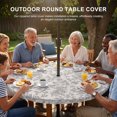 thumbnail image 3 of Round Outdoor Tablecloth with Umbrella Hole and Zipper, Farmhouse Flower Tablecloth with Elastic Waterproof, Botanical Vintage Grey Leaf Plant Patio Table Covers for 36" - 44" Picnic Pool Tables, 3 of 9