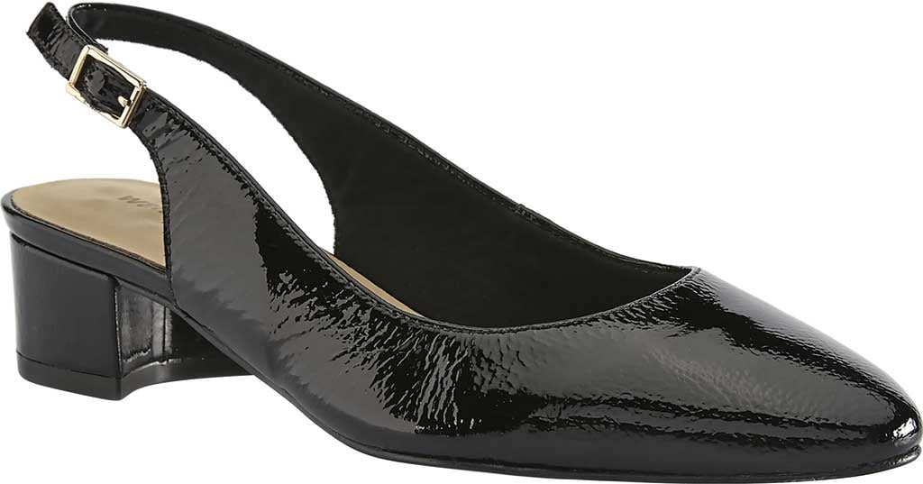 Women's Walking Cradles Hazel Slingback Black Tumbled Patent Leather 9.