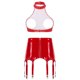 thumbnail image 4 of Conjunto de lencería Sexy de charol con aspecto mojado para mujer, cuello Halter, espalda descubierta, busto abierto, copas abiertas, sujetador, Tops con ligas con cremallera, ropa para discoteca, 4 of 5
