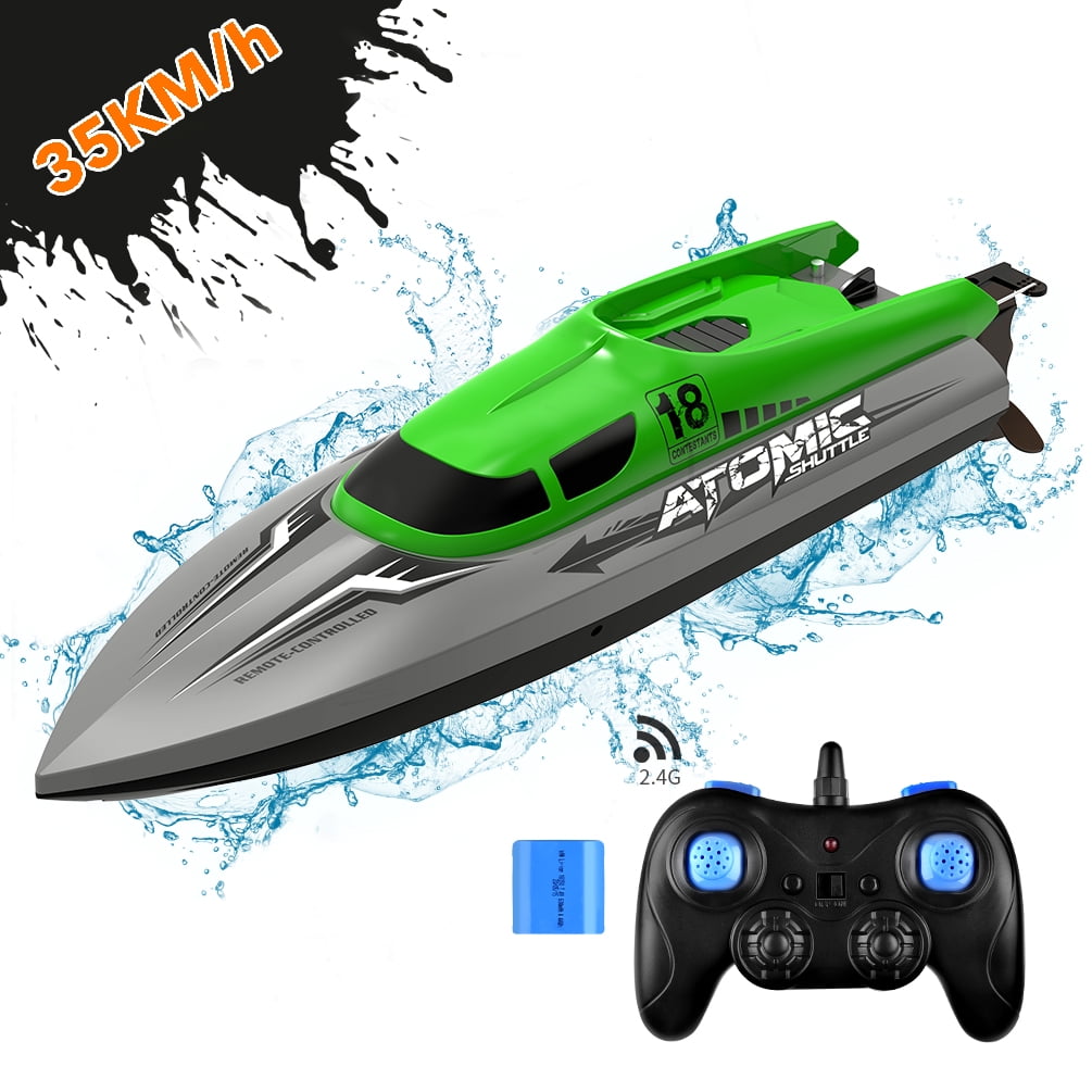 GREEN Sharper Image Battery Operated RC Boat Racer Wireless RC 2.4 GHZ NEW 