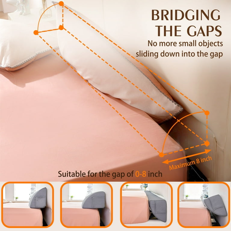 SnugStop Bed Headboard Wedge Mattress Bed Wedge Bed Gap Filler Triangle  Pillow King Queen Full Twin Gap Filler Between Your Headboard and Mattress  Don't Lose Your Pillow (Full) 