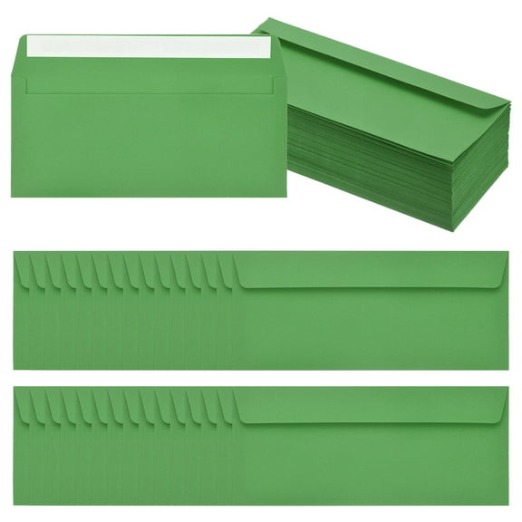 Uxcell 100 Pack Light Dark Green #10 Business Envelopes, Colored Self Seal Letter Size