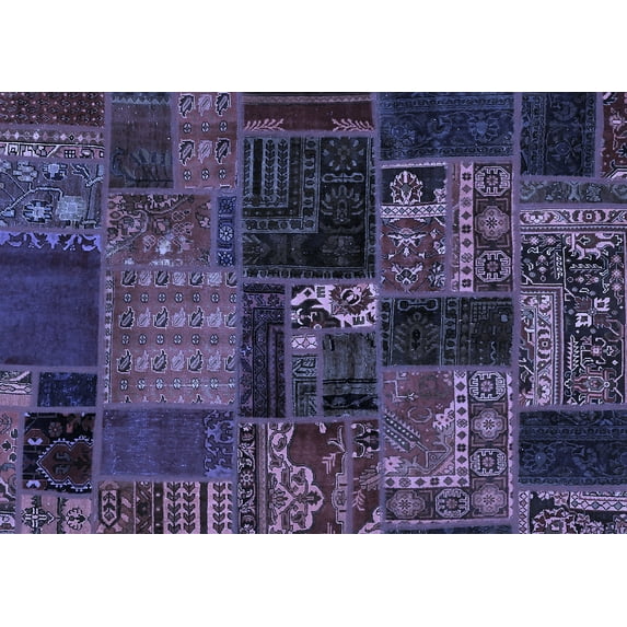 Ahgly Company Machine Washable Indoor Rectangle Oriental Blue Modern Area Rugs, 6' x 9'