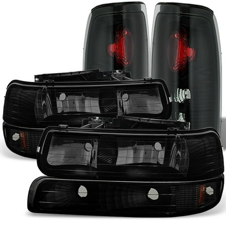Silverado 3500 Pickup Tail Lamp - Fit 99-02 Silverado 1500 2500HD 3500 Black Smoke Headlights+Bumper+Tail Lamps