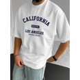 thumbnail image 1 of Men'S California Los Angeles 1976 Graphic T-Shirt - Casual Crew Neck, Short Sleeve, Stretchy Cotton Tee for Running, Training & Casual Attire - White with Blue Print, Allseason Tshirt | Trendy Ca, 1 of 6