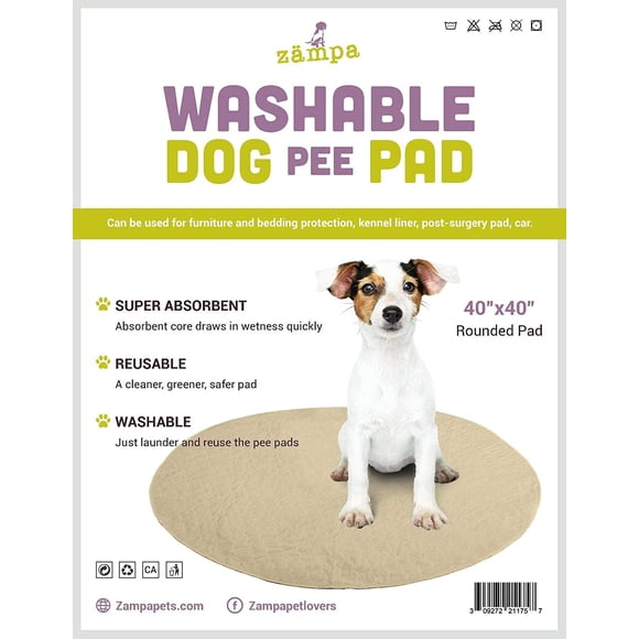 Zampa Pets Quality Whelp Round, Circular Shape Reusable Dog Pee Pads/Quilted, Fast Absorbing Dog Whelping Pad/Waterproof Puppy Training Mats/Machine Washable, Great for Playpen