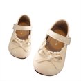 thumbnail image 2 of Viluyesy Girls Mary Jane Shoes Closed Toe Lace Bow Hook Loop Soft Sole Dress Shoes for Kids Beige Size 8 Toddler, 2 of 8