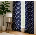 thumbnail image 4 of Vargottam Cotton Canvas Curtains - Rod Pocket/Back Tab Farmhouse Drapes for Living Room or Bedroom Windows - Light Filtering - 3-Way Hanging Style - Set of 2 Panels, 52"x72" - Leaves Pattern (Blue), 4 of 8