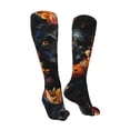 thumbnail image 3 of KLL Colorful Floral Black Dog Print Cool Socks Men's Women's Crew Socks Funny Crazy Novelty Stockings, 3 of 8