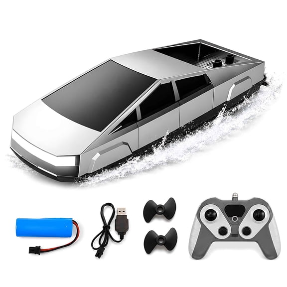 Tigozz Silver RC Boat for Kids and Adults, 2.4GHz Remote Control Speedboat with Dual Motors, Rechargeable Pool and Lake Water Toys