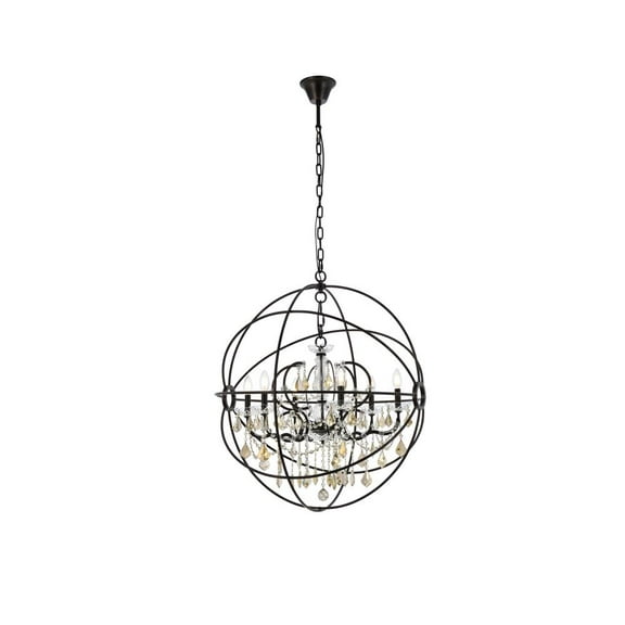 Urban Classic Geneva 6 light Dark Bronze Chandelier Golden Teak (Smoky) Royal Cut crystal