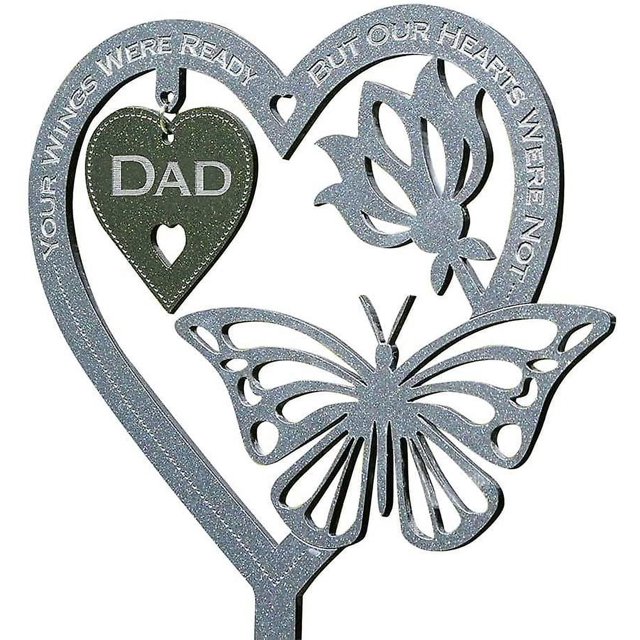 Placa de adorno de mariposa en forma de marazón, regalo conmemorativo con estaca, ideal para el Día de la madre, decoración de ardín, tumba, gris, 1 Uds.