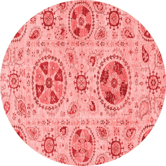 Ahgly Company Indoor Round Abstract Red Modern Area Rugs, 6' Round