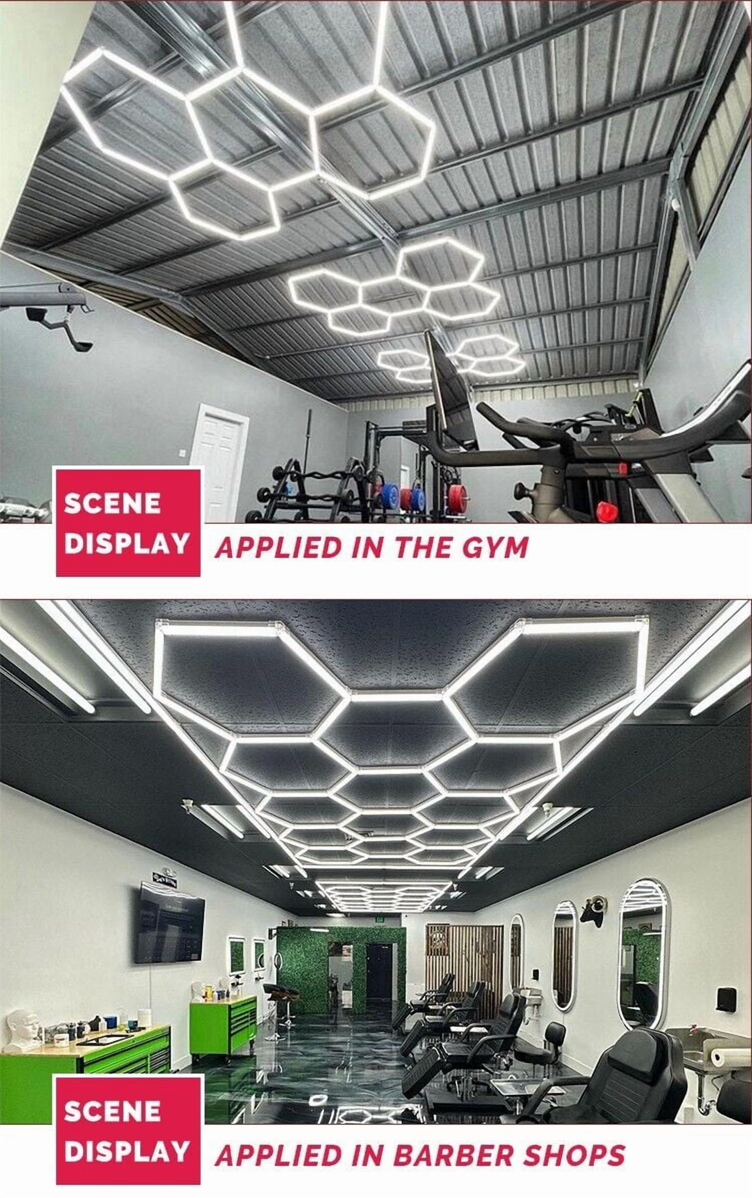 Led Hexagon Ceiling Workshop Lights Luxury Led Garage Gym Hexagonal Light 6500K