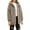 Khaki, variant on Women's Fleece Jackets Hooded Zip Up Faux Shearling Fluffy Teddy Jacket Coat,Black,XL