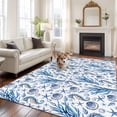 thumbnail image 2 of Non-Slip Rug Pad Rugs Summer Seahorse Coral Starfish Conch Rectangle Area Rugs 5x7Ft Soft Carpet Pads for Living Room Kids Room, Seamless Blue Marine Life, 2 of 9