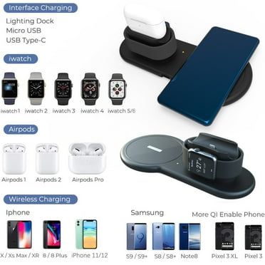 Wireless Charger 3 in 1 Wireless Charging Dock Station for Apple Airpods Fast Wireless Charger Stand for iPhone Compatibility Apple Watch