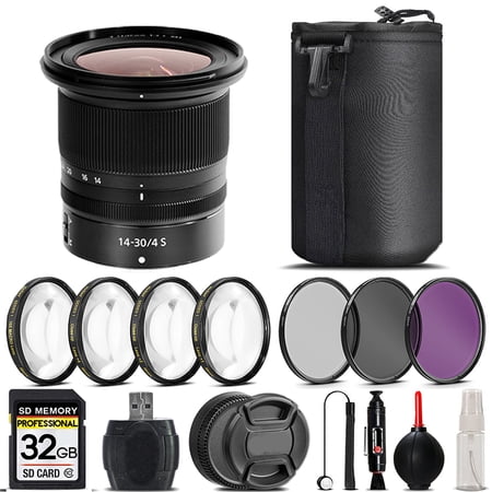 Nikon NIKKOR Z 14-30mm f/4 S Lens+ 4PC Macro Kit + UV  CPL  FLD Filter - 32GB Kit