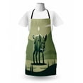 thumbnail image 3 of Razorback Apron, Illustration of Wild Boar Pig on Abstract Landscape, Unisex Kitchen Bib with Adjustable Neck for Cooking Gardening, Adult Size, Sage Green Hunter Green, by Ambesonne, 3 of 4