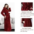 thumbnail image 3 of AMITOFO Fleece Robe for Women Soft Warm Long Plush Bathrobe Slim Elastic Waist Sleepwear Housecoats, 3 of 6