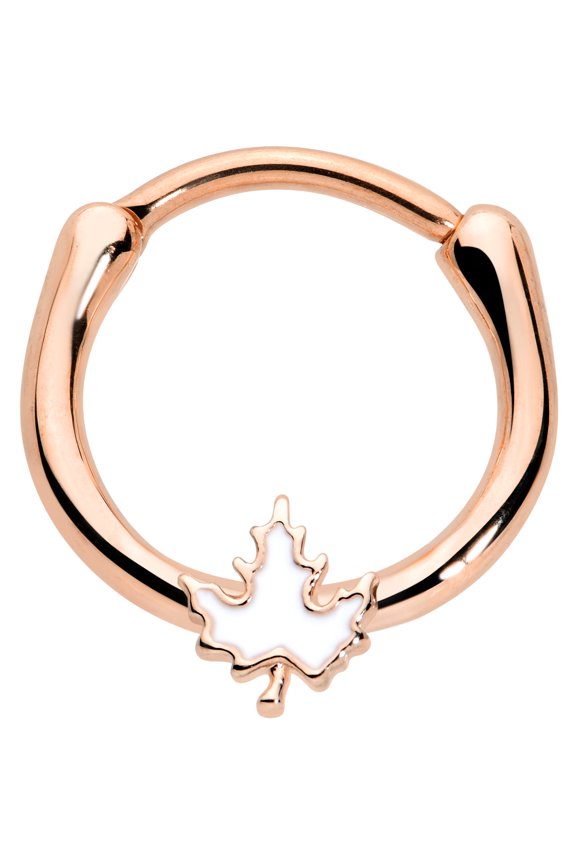 16G Electroplated Steel Septum Jewelry Rosy White Maple Leaf Daith Tragus Cartilage Clicker 8mm