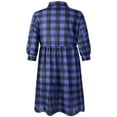 thumbnail image 3 of Doublju Womens Roll Up 34 Sleeve Plaid Flared Shirt Dress With 2 Side Pockets, 3 of 4