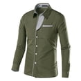 thumbnail image 3 of Entyinea Mens Casual Dress Shirt Button Trend Casual Shirts Cotton Linen Long Sleeve Shirts Green XXL, 3 of 3