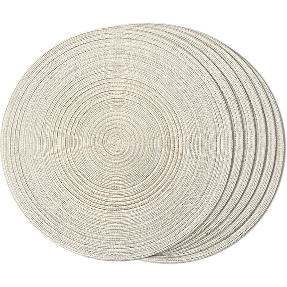 15 Inches Round Braided Placemats Set of 6, Boho Woven Heat Resistant Non-slip Kitchen Table Mats Place mats for Dining Tables