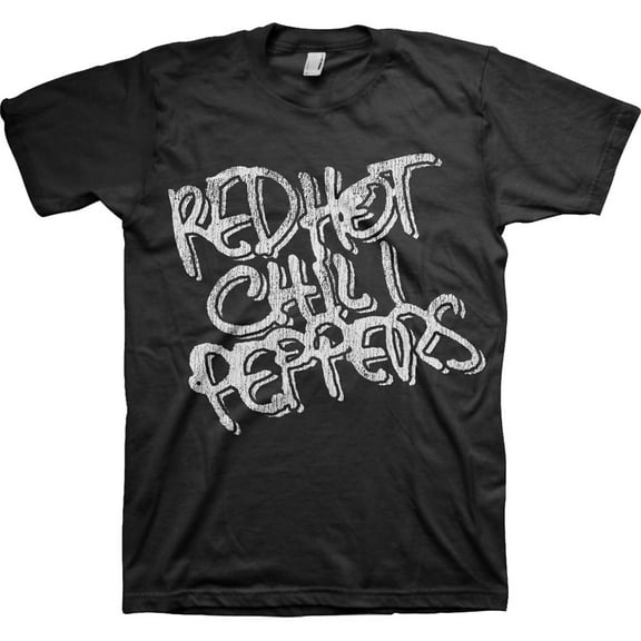 Men's Red Hot Chili Peppers Black & White Logo T-shirt Large Black