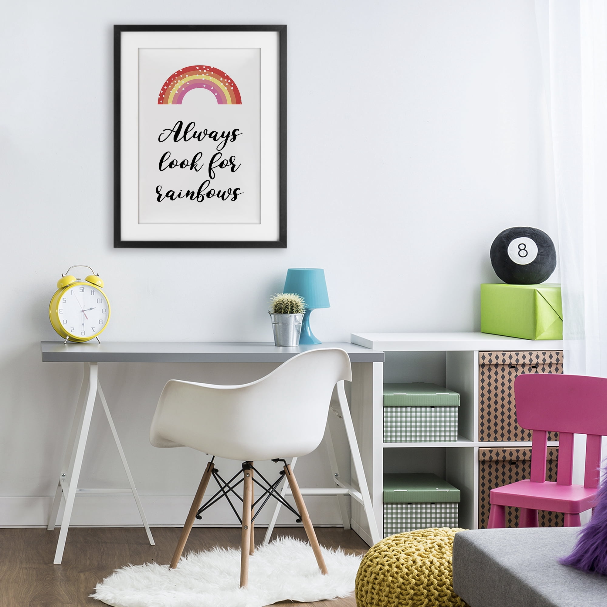 Stupell Industries Always Look For Rainbows Black Framed Print Under Glass, design by Martina Pavlova