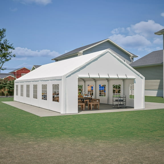 DetalleGo 20' x 40' Heavy Duty Party Tent with Galvanized Frame, Removable Sidewalls, Double Doors & 3 Carry Bags for Outdoor Events