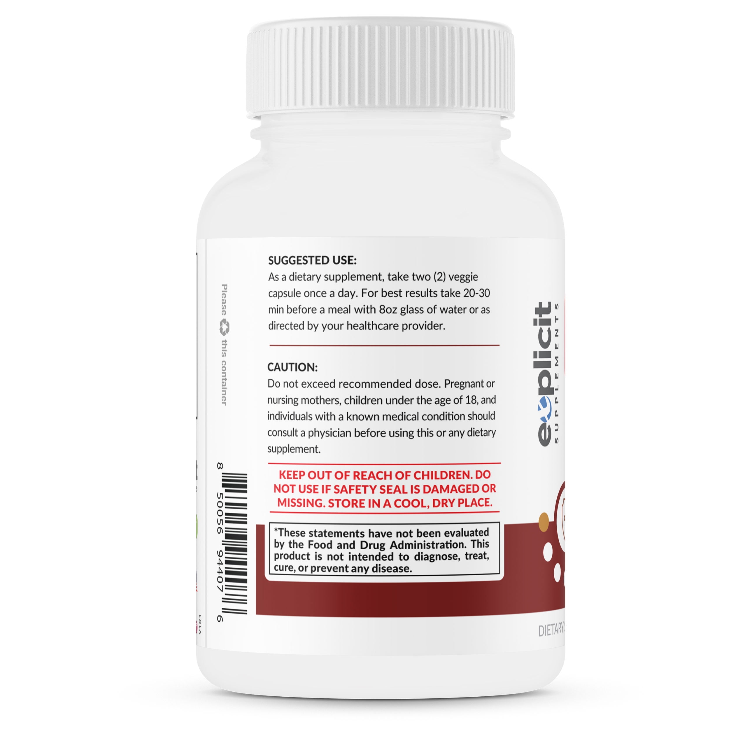 eXplicit Supplements Premium Berberine & Ceylon Cinnamon Supplement, 180 Capsules