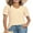 Light Yellow, variant on DreamFish Women's Tops Summer V Neck Tops Puffy Short Sleeve Tunic Casual Eyelet Top