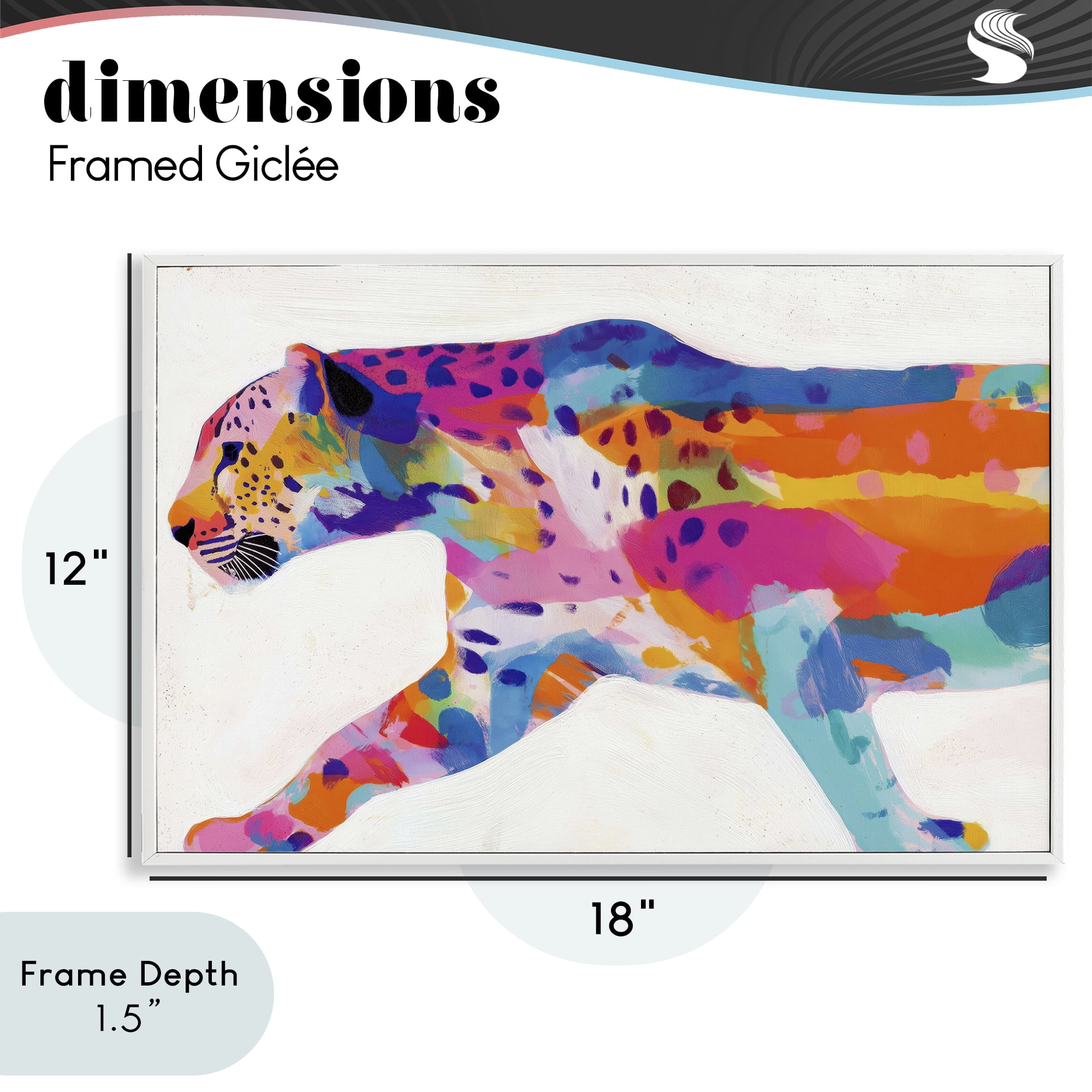 Stupell Industries Vibrant Hued Cheetah In Motion White Framed Giclee Art, design by Chromatic Storm Studio