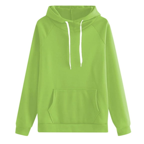 Bmisegm Women Casual Hooded Solid Color Sweatshirt with Pocket Hoodies for Women Comfortable Fit for Everyday Wear Light Green S