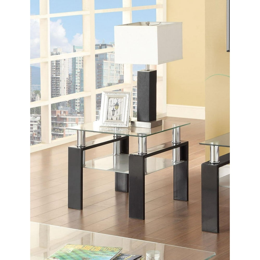 Coaster Glass Top End Table in Black