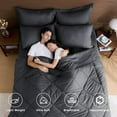 thumbnail image 3 of Pieces Queen Comforter Set, All Season Reversible Bed in a Bag, Ultra Soft Queen Bedding Set with Grey Comforter, Flat Sheet, Fitted Sheet, Pillowcases, Pillow Shams, Dark Grey, 3 of 9