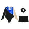 thumbnail image 4 of Alvivi Kids Girls Long Sleeve Gymnastics Leotard with Shorts Hair Scrunchie Dance Unitard Biketards Royal Blue 6, 4 of 7