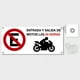 thumbnail image 1 of Señalamiento: "No estacionarse. Entrada y salida de motos las 24 horas", blanco y rojo. Plástico estireno calibre 40, medidas: 40 x 18 cm, para exteriores. Letrero, Señal horizontal prohibitiva., 1 of 4
