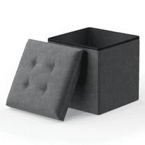 Sptwo 15 Inches Small Folding Storage Ottoman Cube, Storage Footrest, Foot Rest Stool, for Living Room, Bedroom, Dorm, Hallway, Entryway, Dark Gray
