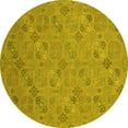 thumbnail image 1 of Ahgly Company Indoor Round Oriental Yellow Traditional Area Rugs, 6' Round, 1 of 4