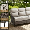 thumbnail image 5 of POCASSY 5 Pieces Patio Furniture Set with 6-inch Thick Cushion, Brown Wicker High Back Outdoor Couch and Swivel Glider Patio Chairs, Sectional Patio Set Ideal for Front Porch Backyard , Beige Cushion, 5 of 14