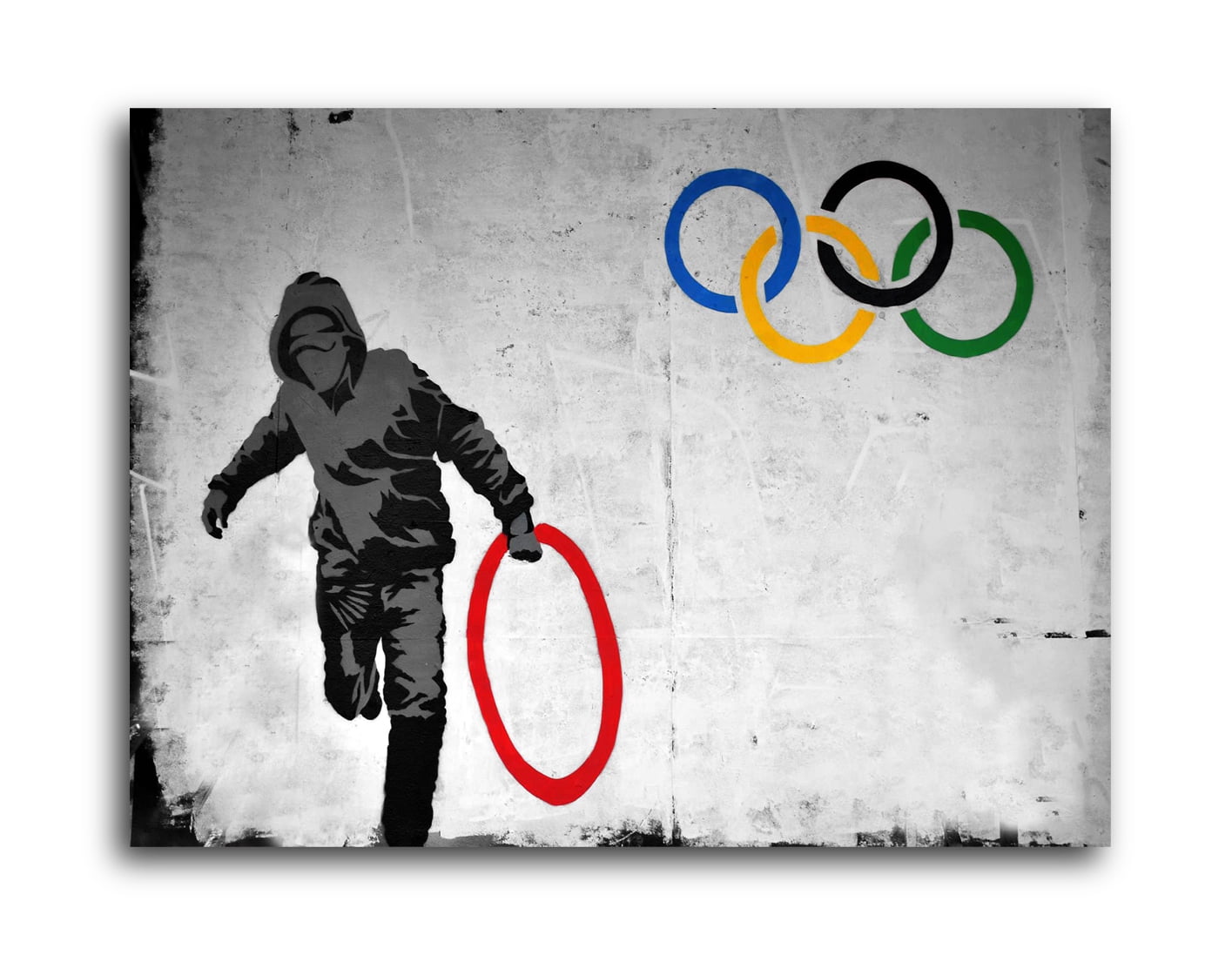 banksy stolen olympic rings brushed aluminum metal print 14 x 11 walmart com