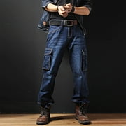 FcBaudy Pantalon Plein Longueur Hommes En extérieur Mode Solide Casual Pocket Jeans Pantalons Cargo Hommes PantalON