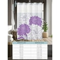 thumbnail image 6 of No Hook Cloth Fabric Shower Curtain with Snap in Liner, Botanical Floral Waterproof Shower Curtains Set with See Through Top Window, Farmhouse Spring Garden Flowers Motifs Bath Curtains 72"x78", 6 of 6