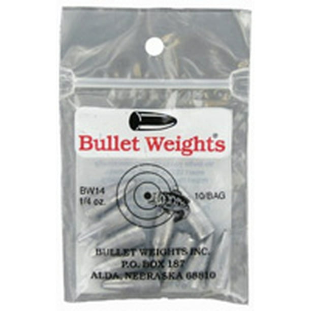 Bullet Weights® BW1424 Lead Bullet Weight Size 1/4 oz, 10 Fishing Weights per Bag