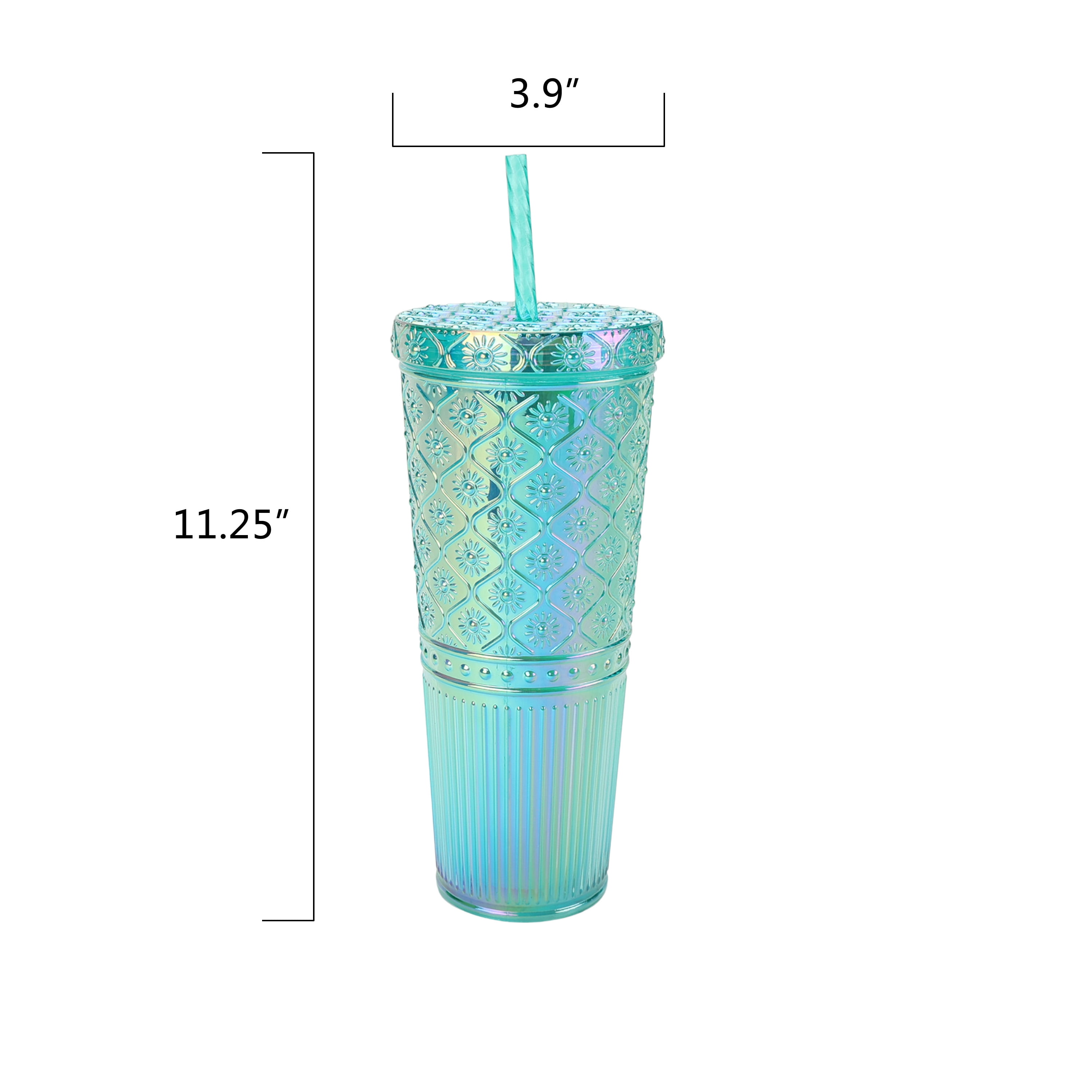 Mainstays 26 oz Sun Ray Textured Tumbler, Green
