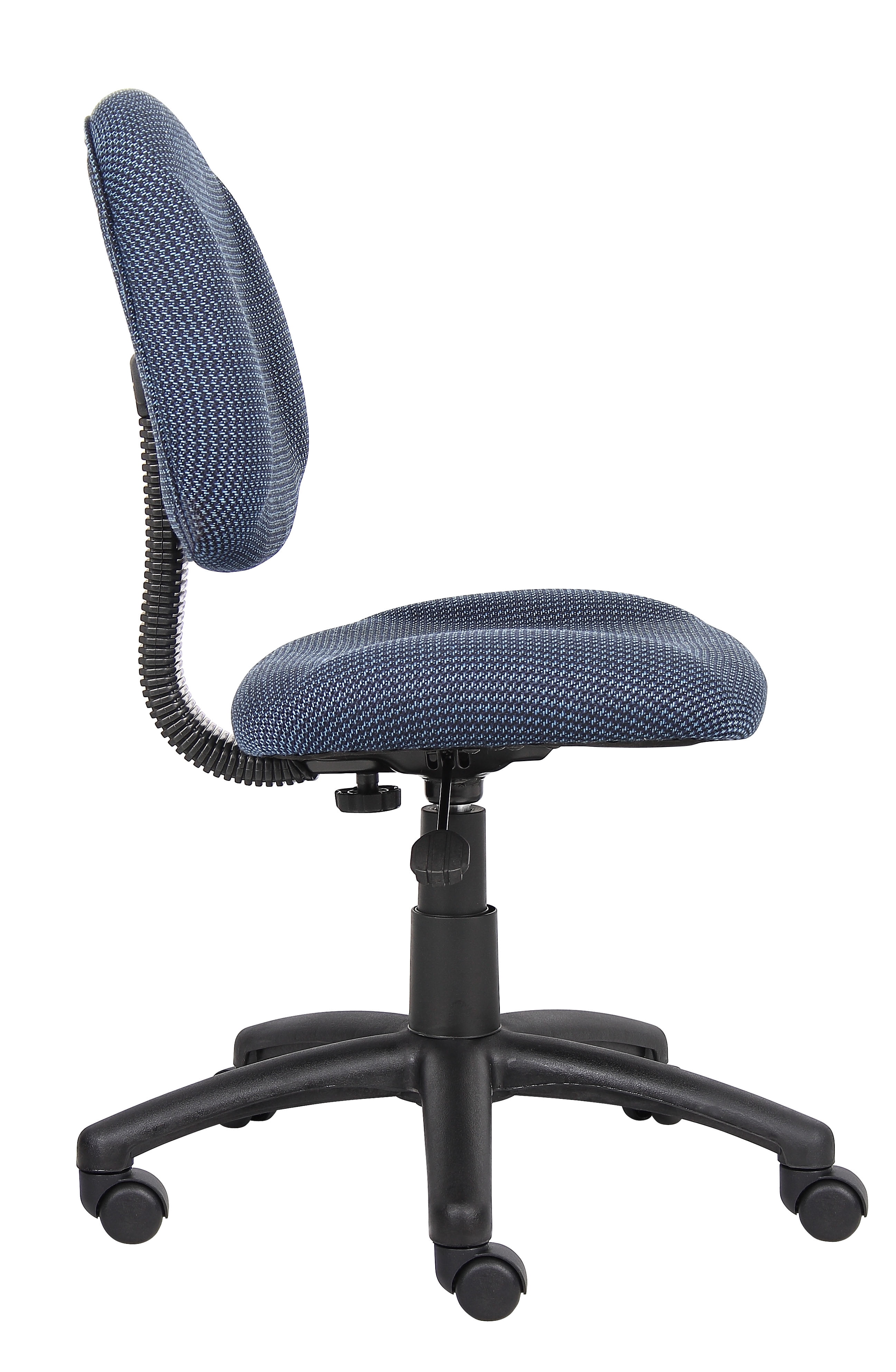 Boss Office Products Black Upholstered Deluxe Posture Armless Swivel Task Office Chair, Multiple Colors