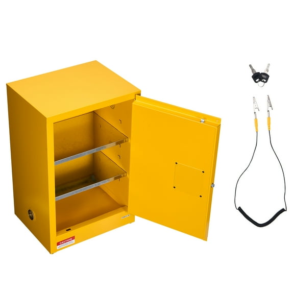 KFFKFF 13 Gallon Yellow Flammable Storage Cabinet, 23.2 x 18.1 x 35.4 Inches, Adjustable Shelf, Cold-Rolled Galvanized Steel Construction, Suitable for Industrial, Commercial, and Home Applications